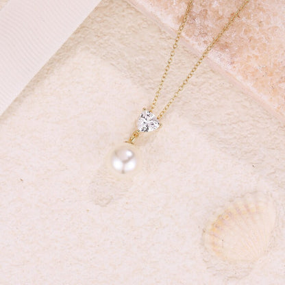 Heart & Pearl Drop Necklace — view 6