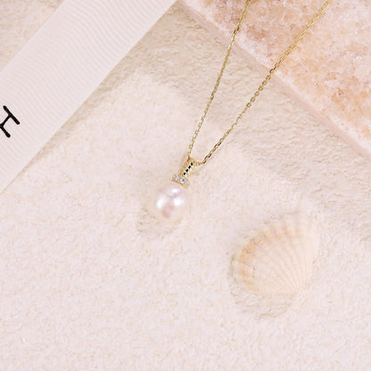 Pearl & Moissanite Pendant Necklace — view 4