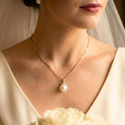 Pearl & Moissanite Pendant Necklace — view 1