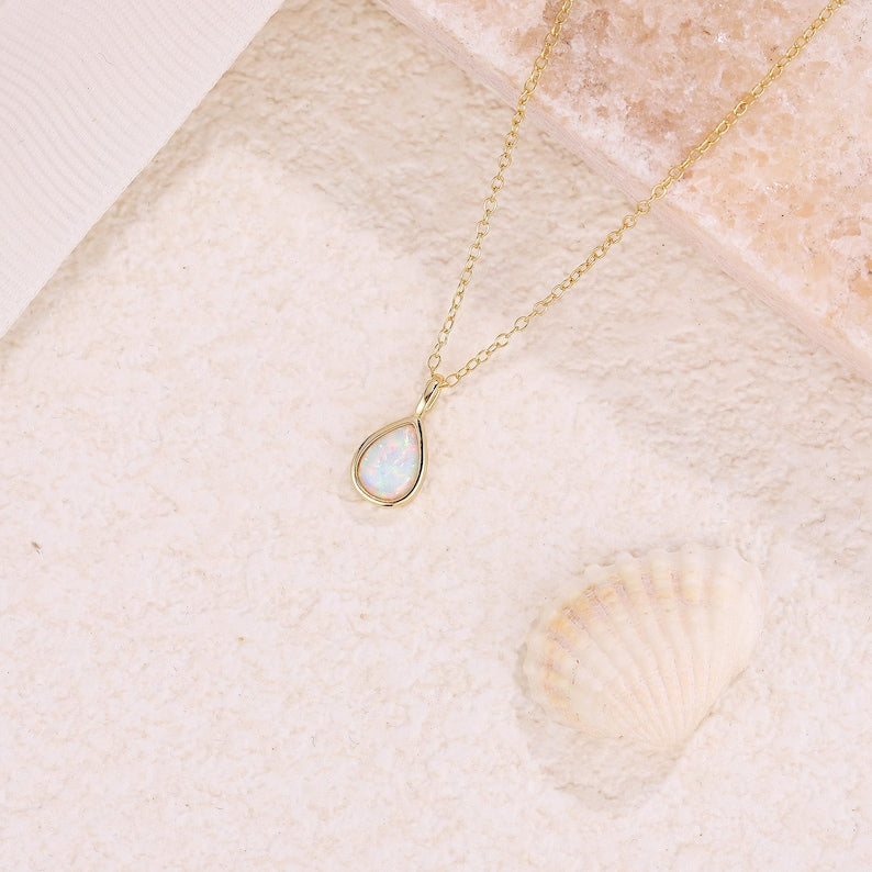 Teardrop Opal Pendant Necklace — view 6