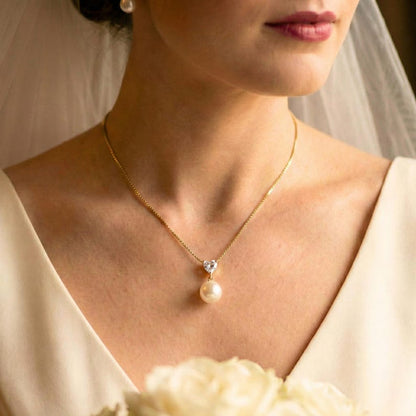 Heart & Pearl Drop Necklace — view 4