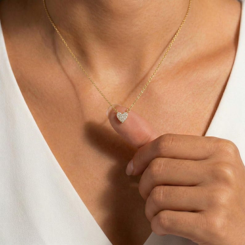 Heart Pavé Pendant Necklace — view 2