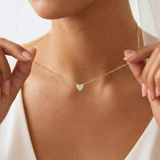 Heart Pavé Pendant Necklace — view 1