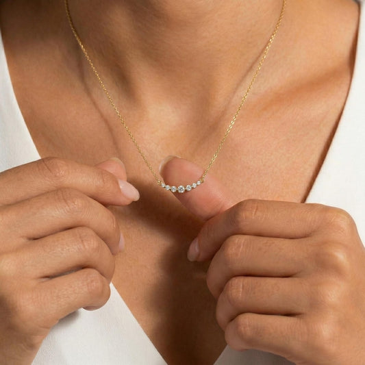 Curved Smile Bar Necklace — view 1