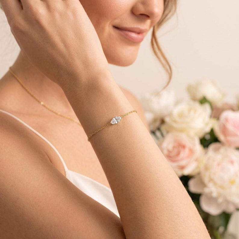 Marquise Moissanite Chain Bracelet — view 5