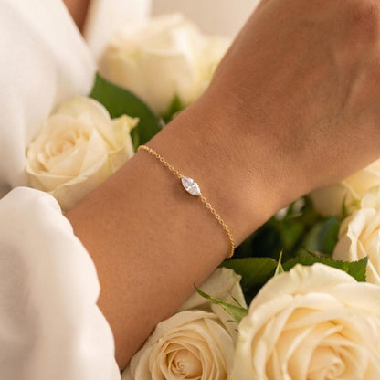Marquise Moissanite Chain Bracelet — view 3