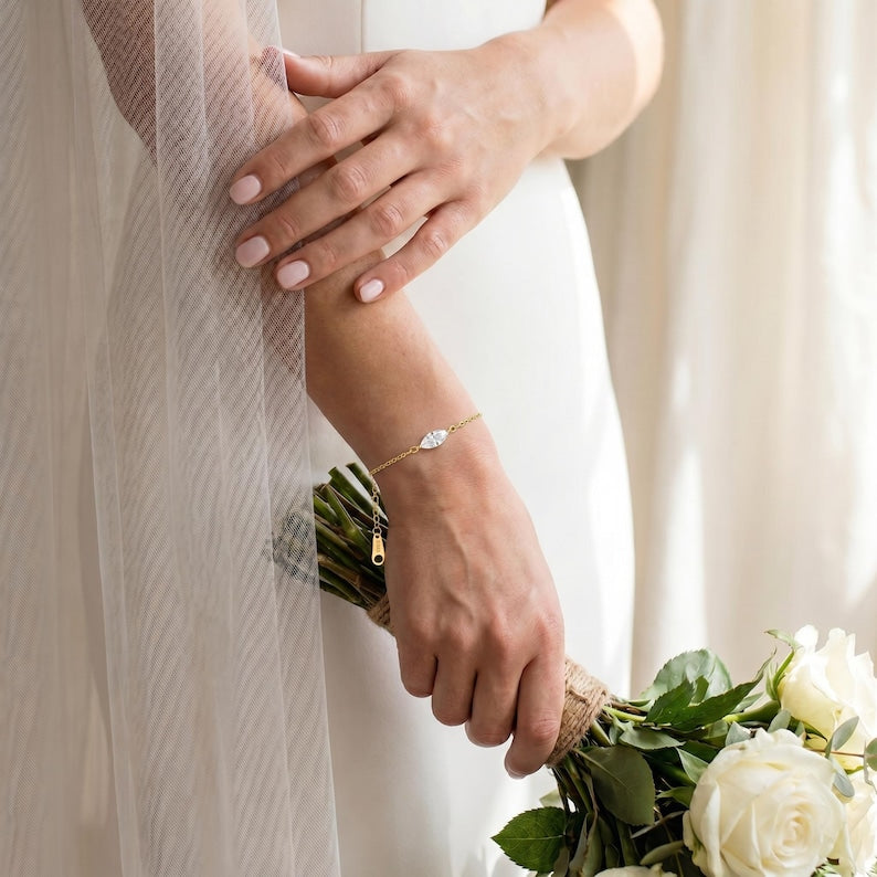 Marquise Moissanite Chain Bracelet — view 2