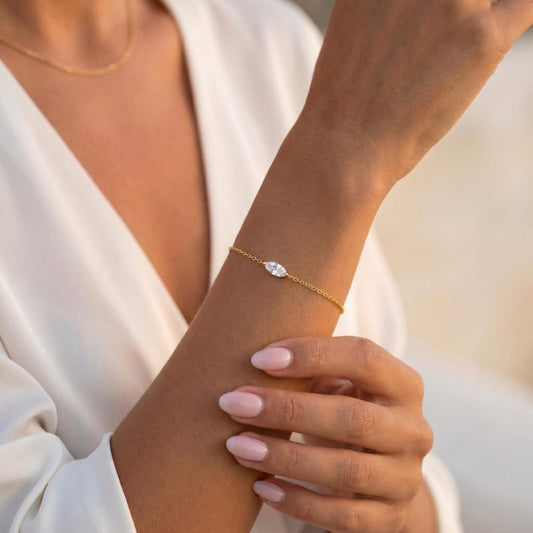 Marquise Moissanite Chain Bracelet — view 1