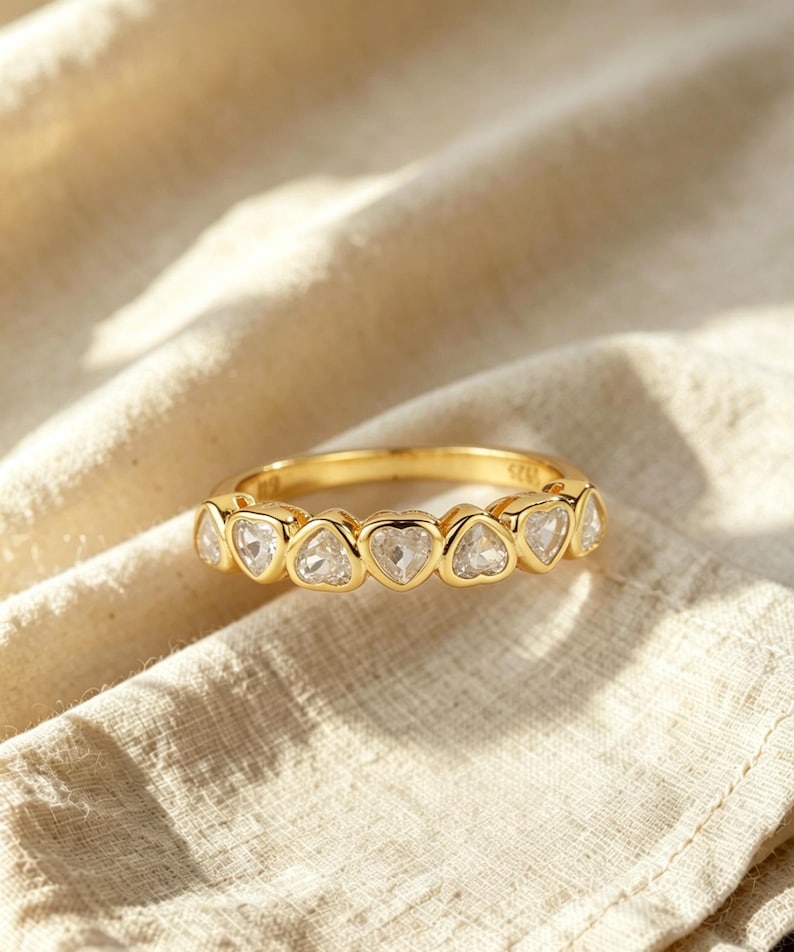 Heart Bezel Moissanite Band — view 2